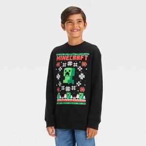 Minecraft Holiday Christmas Pullover Sweatshirt Black Size XL  Boys